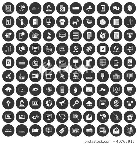 100 telecommunication icons set black circle 40765915