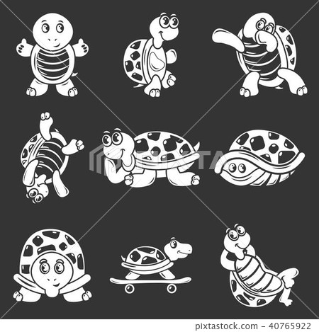 Happy turtle icons set grey vector 40765922