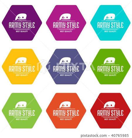 Army style icons set 9 vector 40765985