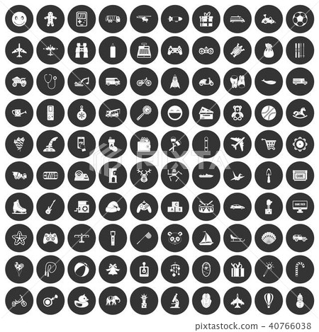 100 toys for kids icons set black circle 100 toys for kids icons set black circle 40766038