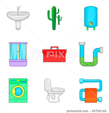 Potable water icons set, cartoon style 40766188