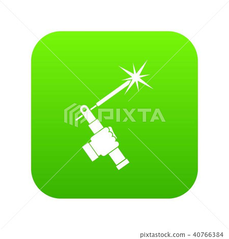 Mig welding torch in hand icon digital green 40766384