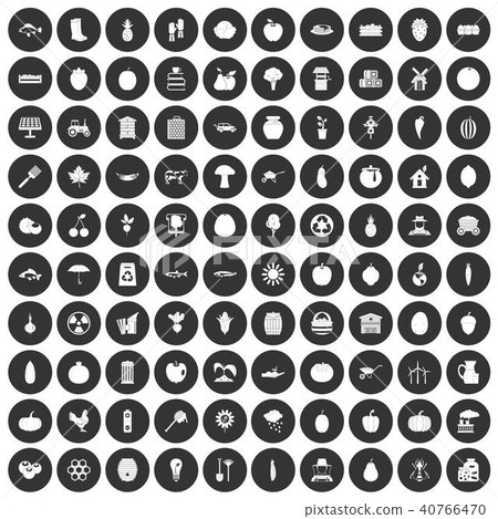 100 vitamins icons set black circle 40766470