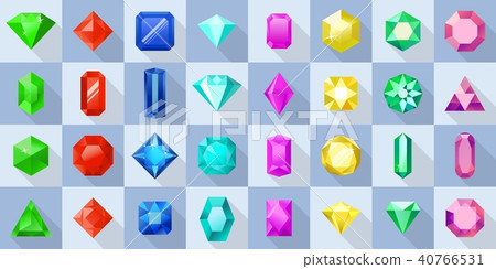 Crystal various shapes icons set, flat style Crystal various shapes icons set, flat style 40766531
