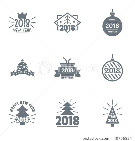 2018 New Year logo set, simple style 2018 New Year logo set, simple style 40766534