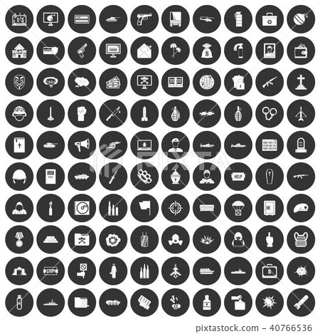100 war icons set black circle 100 war icons set black circle 40766536