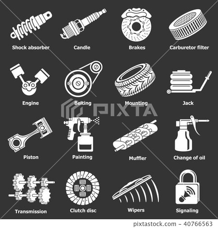 Car repair parts icons set grey vector Car repair parts icons set grey vector 40766563