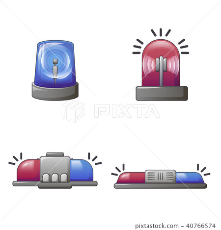 Flasher siren red blue icons set, cartoon style 40766574