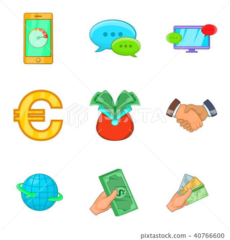 Cheap credit icons set, cartoon style 40766600
