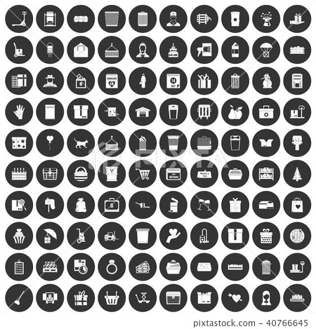 100 box icons set black circle 100 box icons set black circle 40766645