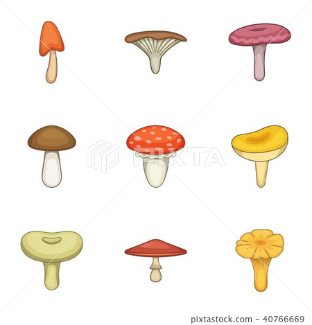 White mushroom icons set, cartoon style White mushroom icons set, cartoon style 40766669