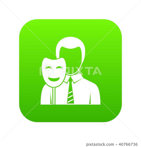 Businessman holding smile mask icon digital green Businessman holding smile mask icon digital green 40766736
