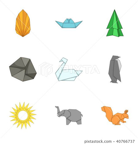 Paper figure icons set, cartoon style 40766737