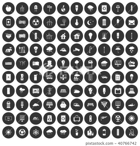 100 windmills icons set black circle 40766742
