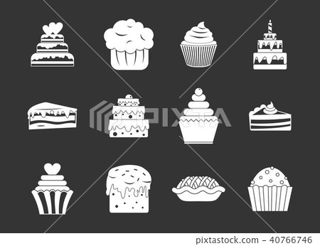 Cake icon set grey vector - Stock Illustration [40766746] - PIXTA