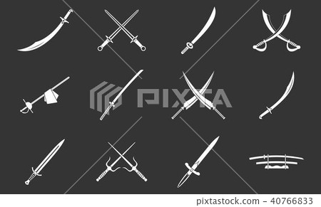 Sword icon set grey vector 40766833