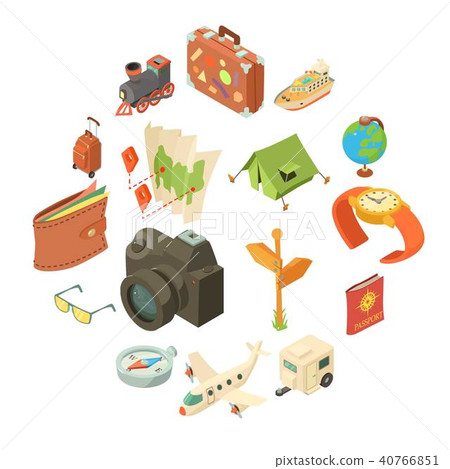 Travel journey icons set, isometric style Travel journey icons set, isometric style 40766851