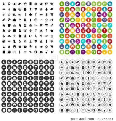 100 christmas icons set vector variant 40766863