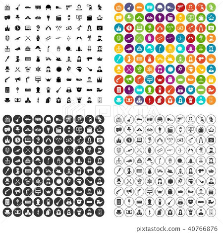 100 cinema actor icons set vector variant - Stock Illustration ...