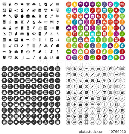100 classroom icons set vector variant 40766910