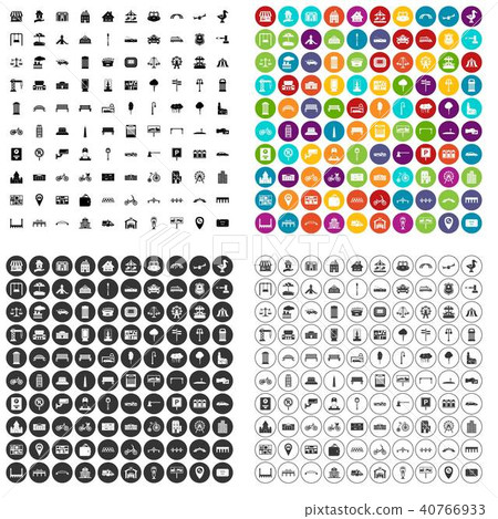100 city icons set vector variant - Stock Illustration [40766933] - PIXTA