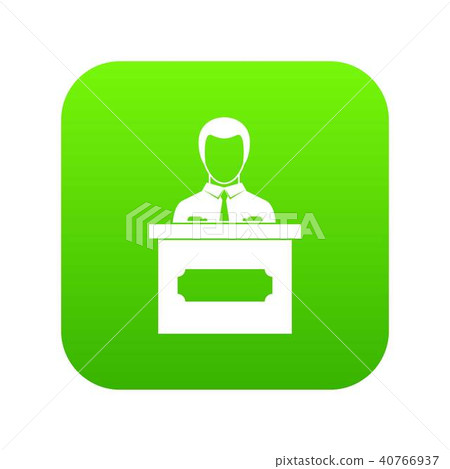 Businessman giving presentation icon digital green Businessman giving presentation icon digital green 40766937