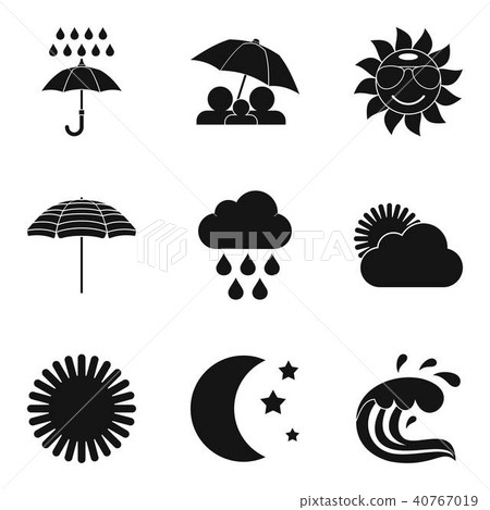 Meteorological icons set, simple style Meteorological icons set, simple style 40767019
