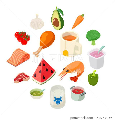 Food icons set, isometric style 40767036