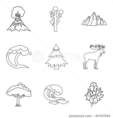 Warm climate icons set, outline style Warm climate icons set, outline style 40767094