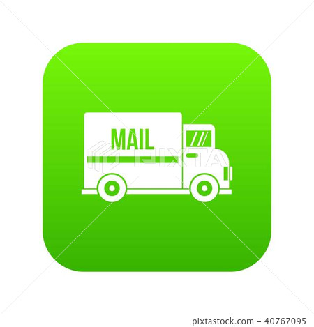 Mail truck icon digital green 40767095