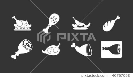 Chicken icon set grey vector Chicken icon set grey vector 40767098