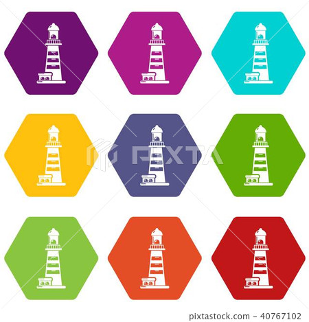 Striped lighthouse icons set 9 vector 40767102