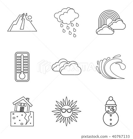 Weather watch icons set, outline style Weather watch icons set, outline style 40767133