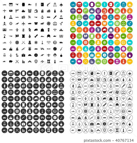 100 combat vehicles icons set vector variant 40767134