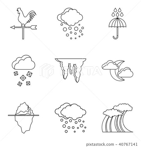 Weather conditions icons set, outline style Weather conditions icons set, outline style 40767141