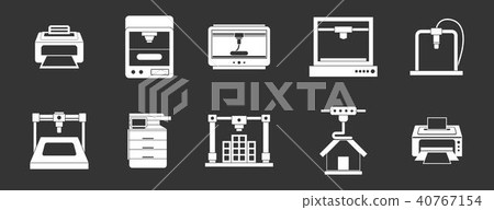 Printer icon set grey vector 40767154