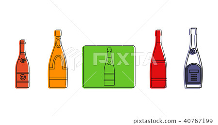 Champagne icon set, color outline style 40767199