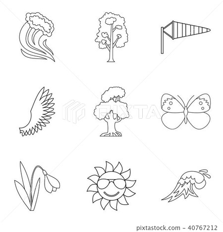 Warm hvac icons set, outline style 40767212