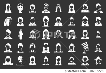 Woman silhouette icon set grey vector 40767228