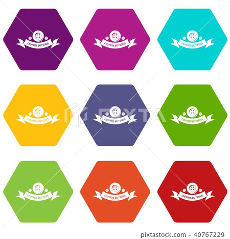 Clothes button fabric icons set 9 vector Clothes button fabric icons set 9 vector 40767229