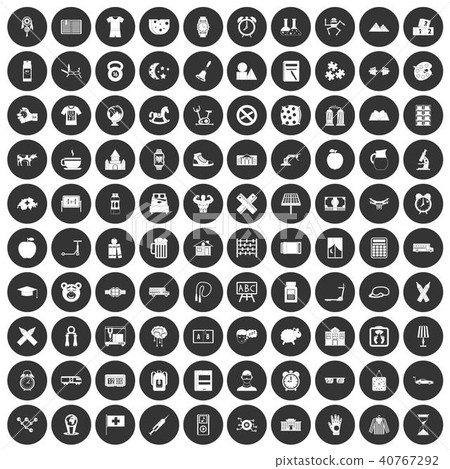 100 alarm clock icons set black circle 40767292