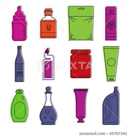 Packing icon set, color outline style 40767300