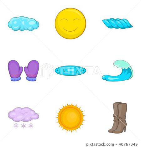 Mild climate icons set, cartoon style 40767349