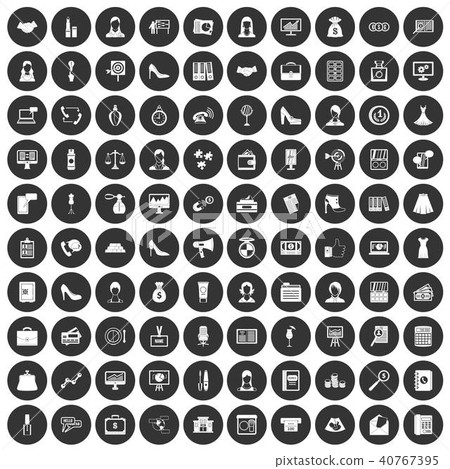 100 business woman icons set black circle 100 business woman icons set black circle 40767395
