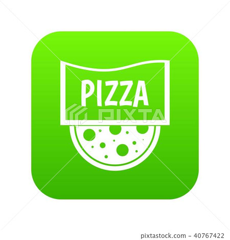 Pizza badge or signboard icon digital green 40767422