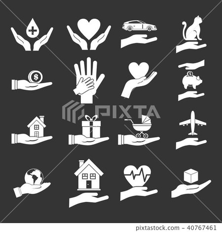 Hand protect icon set grey vector Hand protect icon set grey vector 40767461