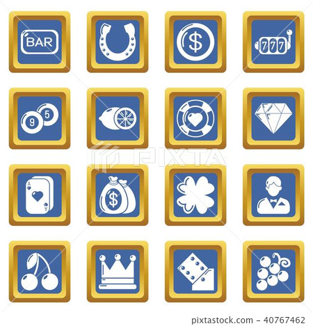 Casino icons set blue square vector Casino icons set blue square vector 40767462