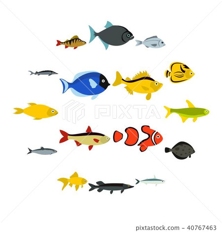 Fish icons set, flat style Fish icons set, flat style 40767463