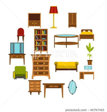 Furniture icons set, flat style Furniture icons set, flat style 40767485
