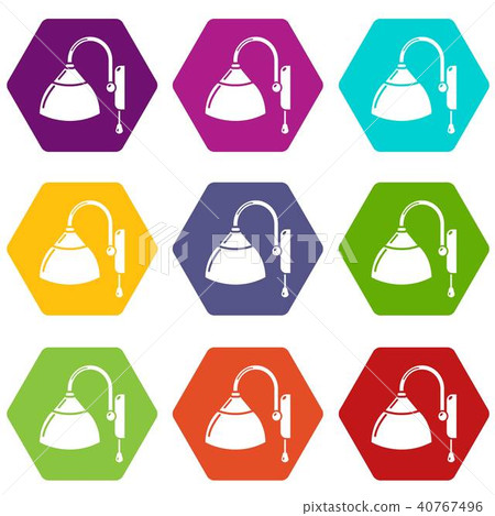 Wall lamp icons set 9 vector Wall lamp icons set 9 vector 40767496